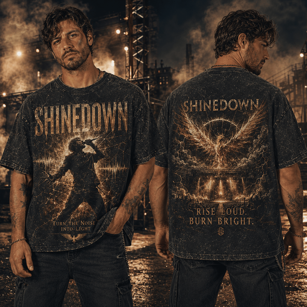 Shinedown Phoenix Rise Loud Burn Bright T-Shirt Shinedown Phoenix Rise Loud Burn Bright T-Shirt