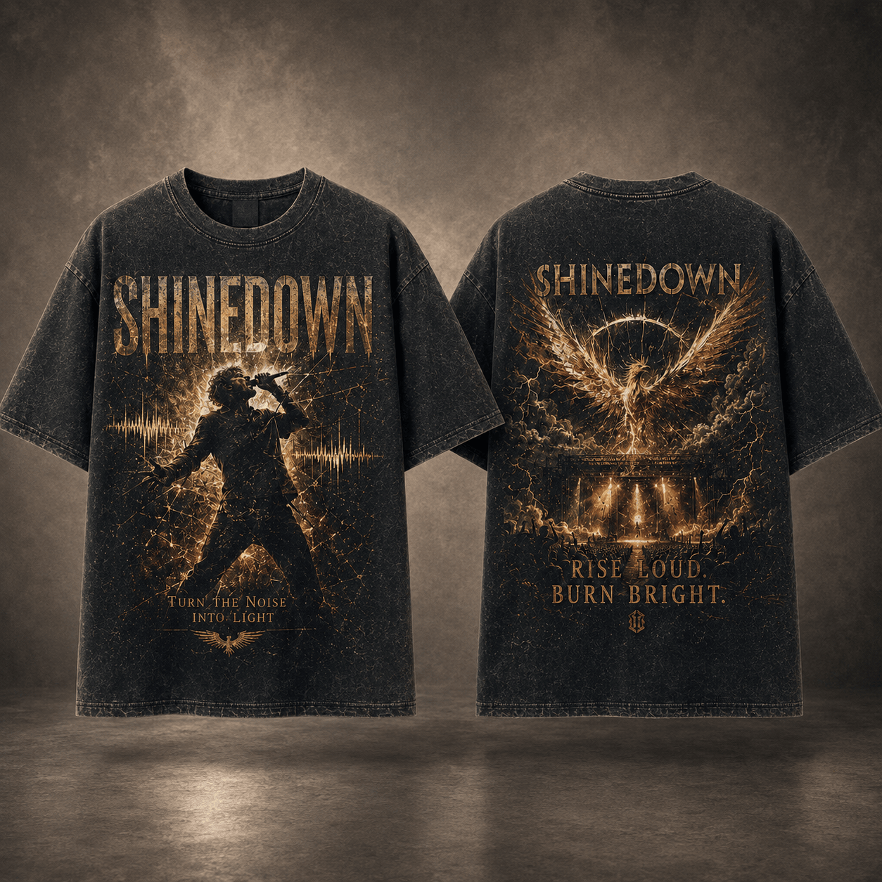 Shinedown Phoenix Rise Loud Burn Bright T-Shirt Shinedown Phoenix Rise Loud Burn Bright T-Shirt