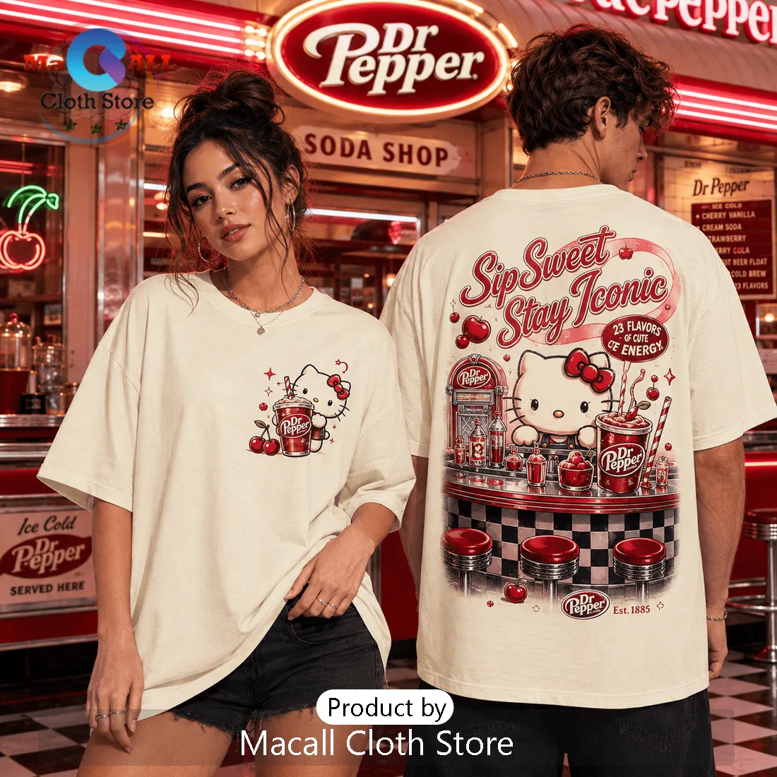 Hello Kitty x Dr Pepper Sip Sweet Iconic Cream T-Shirt Hello Kitty x Dr Pepper Sip Sweet Iconic Cream T-Shirt