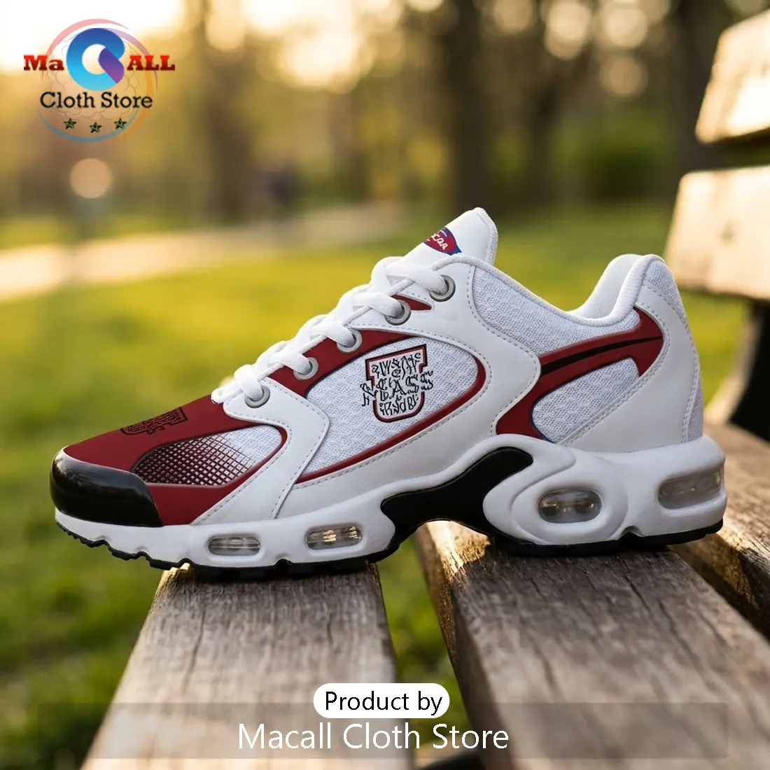 University of Massachusetts Amherst White Red Personalized Sneakers University of Massachusetts Amherst White Red Personalized Sneakers