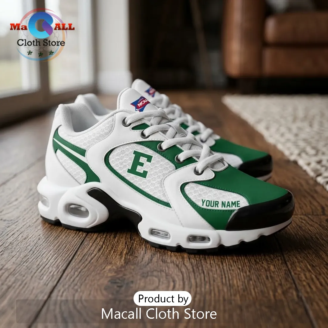 Eastern Michigan Eagles Green White Custom Athletic Sneakers Eastern Michigan Eagles Green White Custom Athletic Sneakers