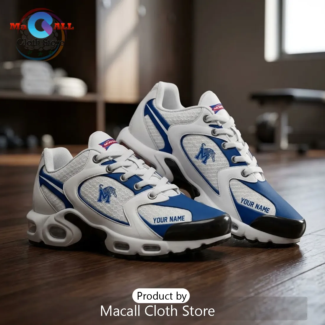 Memphis Tigers 2026 Personalized Navy White Air Sneakers Memphis Tigers 2026 Personalized Navy White Air Sneakers