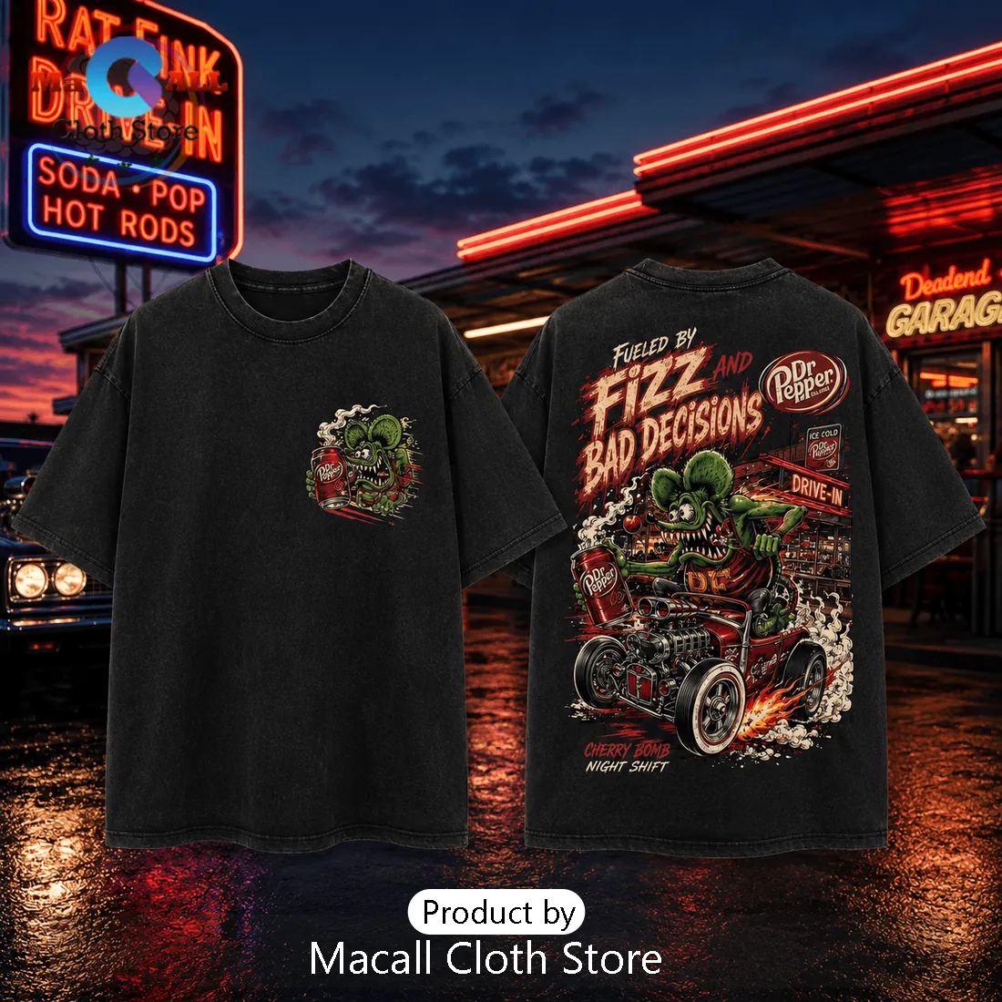 Rat Fink x Dr Pepper Cherry Bomb Vintage T-Shirt Rat Fink x Dr Pepper Cherry Bomb Vintage T-Shirt