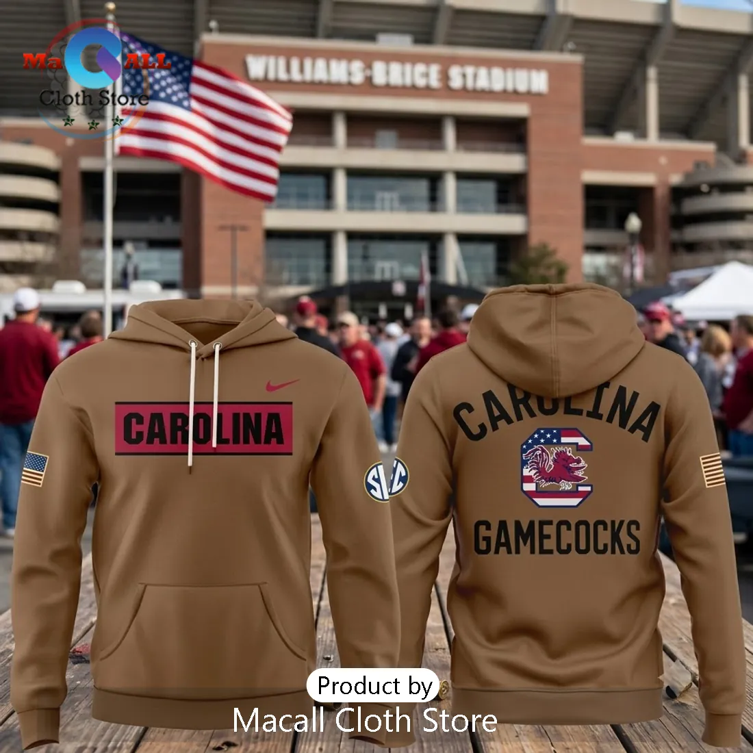 South Carolina Gamecocks Military Appreciation Tan Hoodie South Carolina Gamecocks Military Appreciation Tan Hoodie