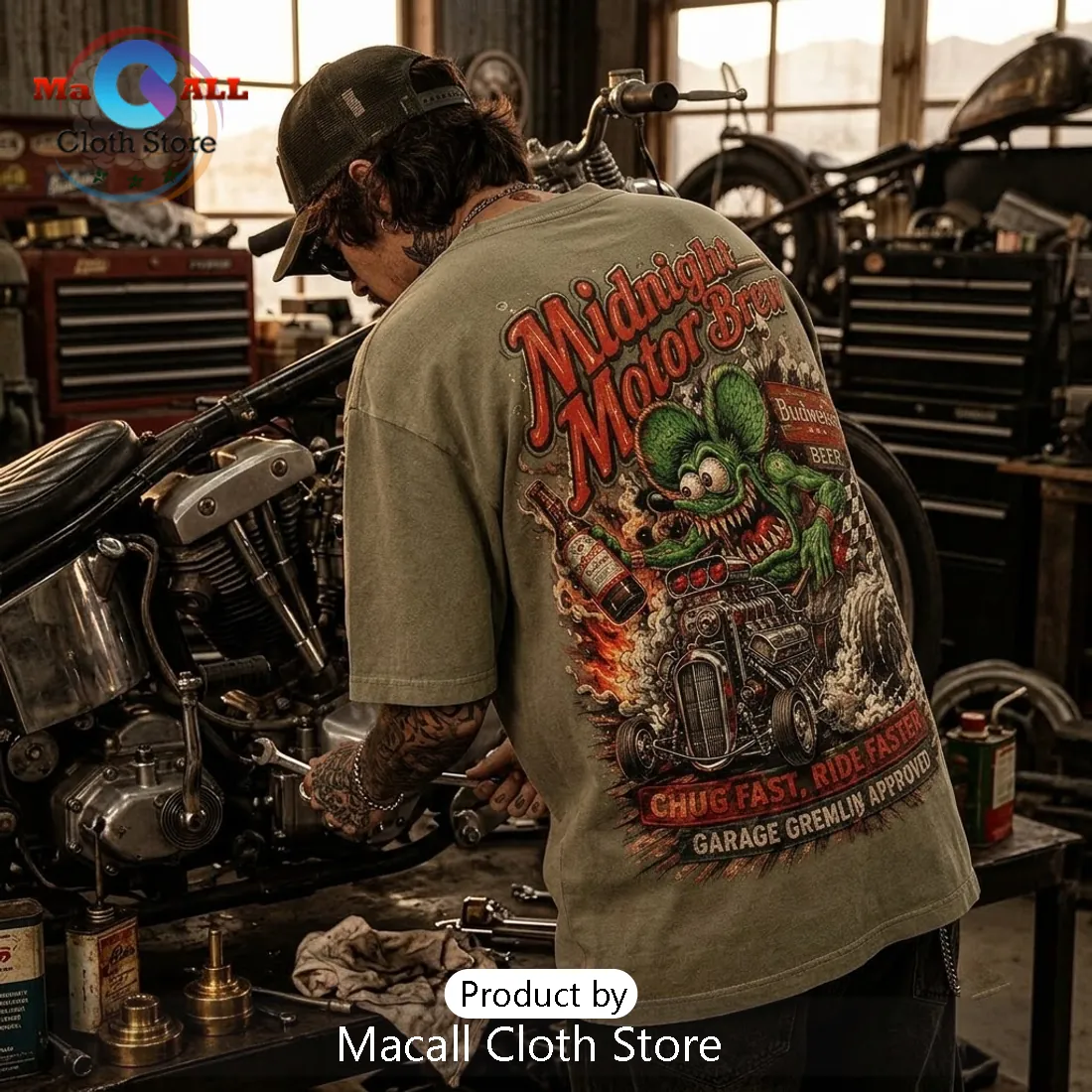 Rat Fink Budweiser Midnight Motor Brew Vintage T-Shirt Rat Fink Budweiser Midnight Motor Brew Vintage T-Shirt