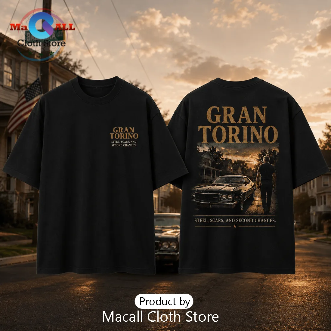 Gran Torino Clint Eastwood Vintage Black T-Shirt Gran Torino Clint Eastwood Vintage Black T-Shirt