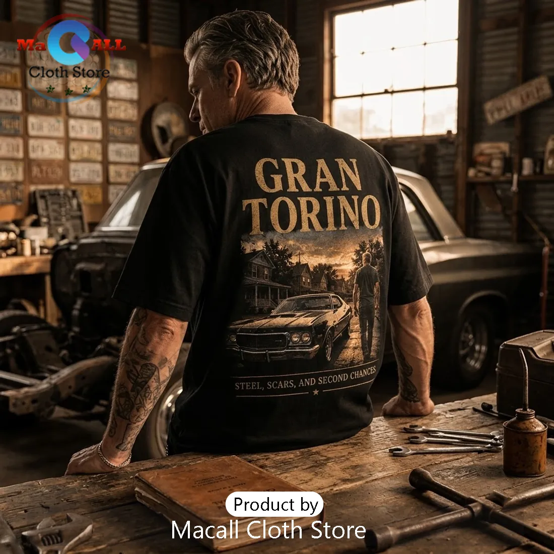 Gran Torino Clint Eastwood Vintage Black T-Shirt Gran Torino Clint Eastwood Vintage Black T-Shirt