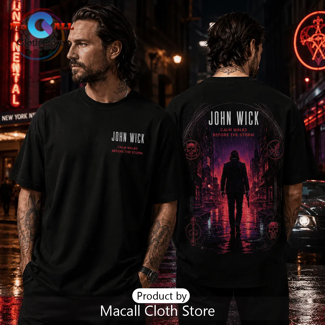 John Wick Calm Walks Before The Storm Black T-Shirt