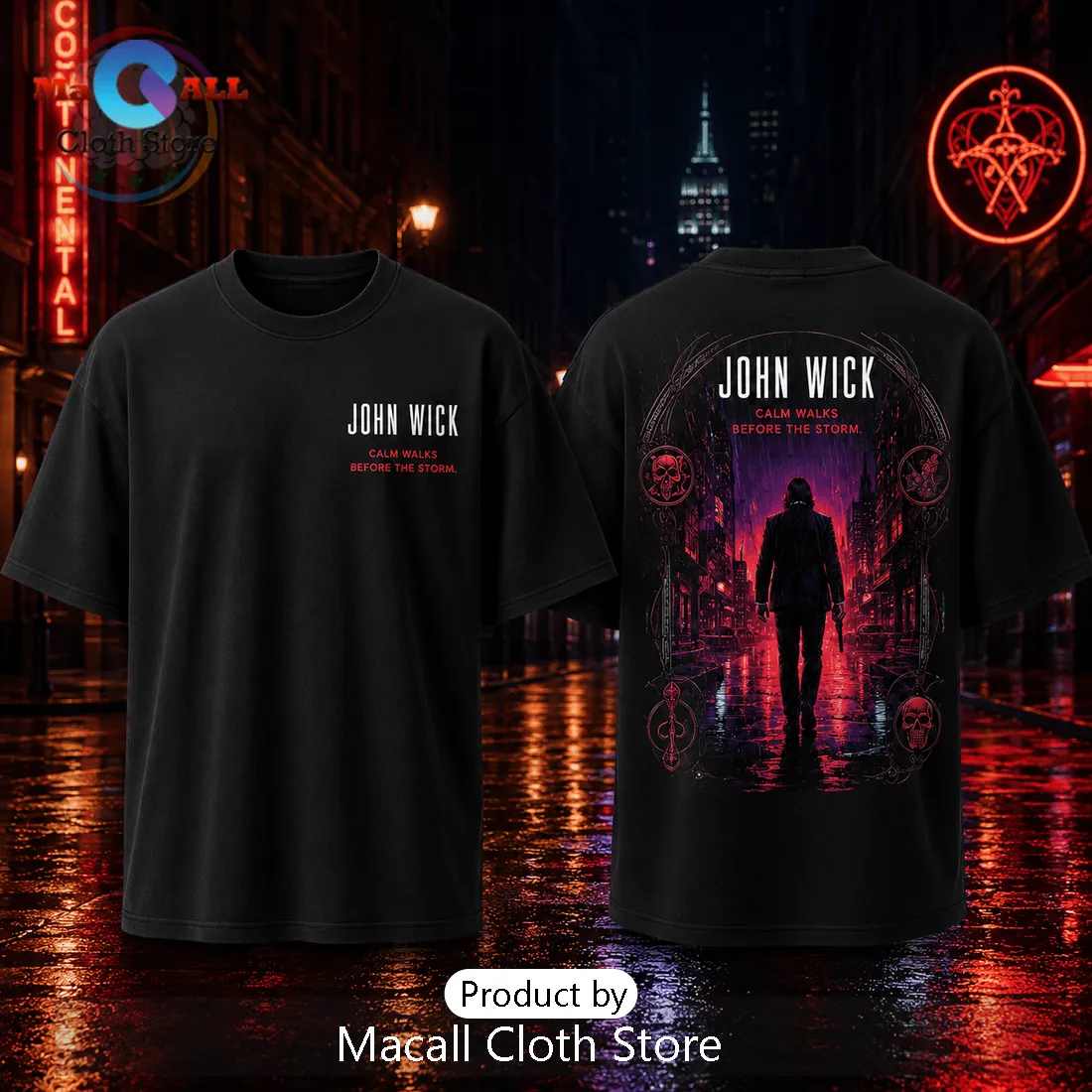 John Wick Calm Walks Before The Storm Black T-Shirt