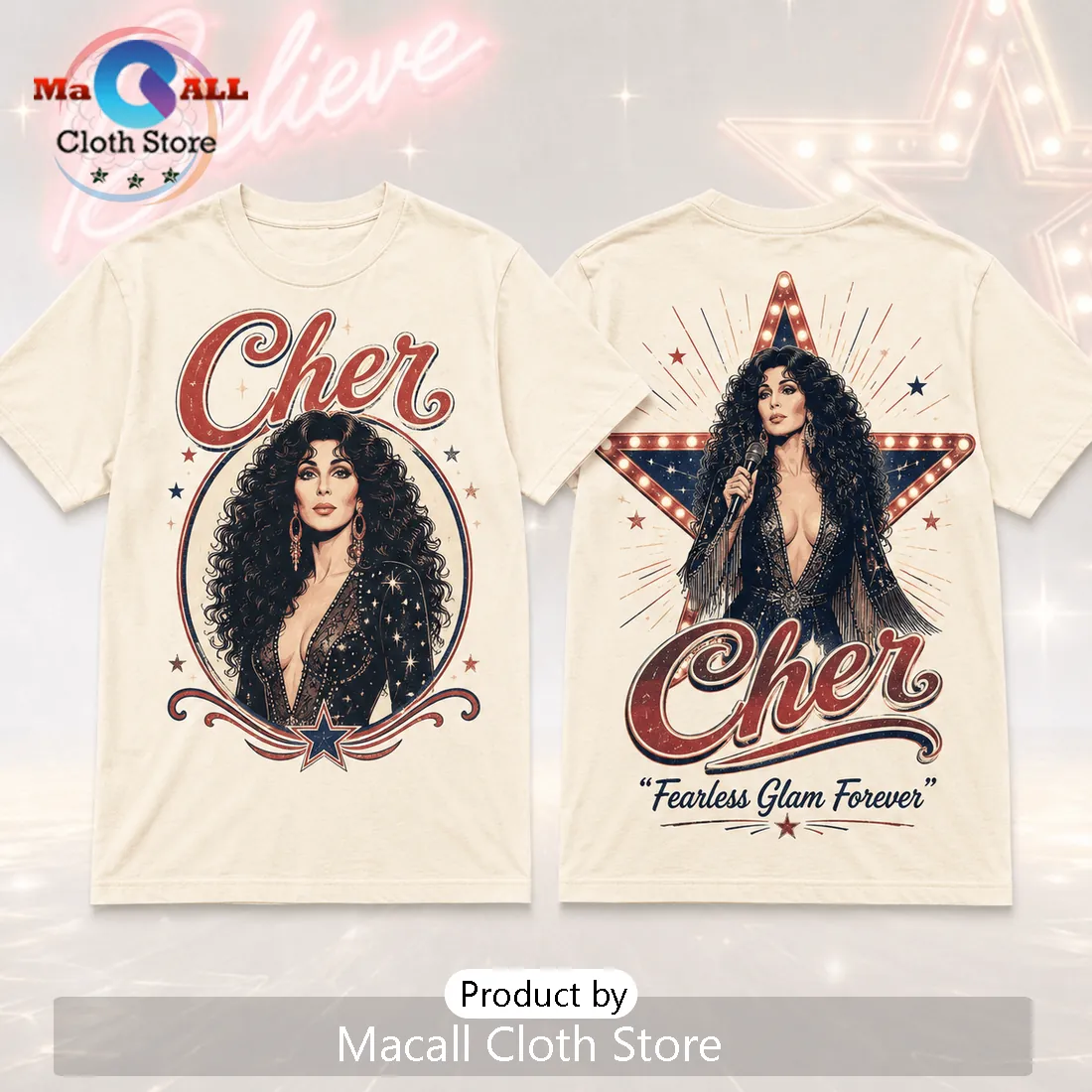 Cher Vintage Style Cream T-Shirt