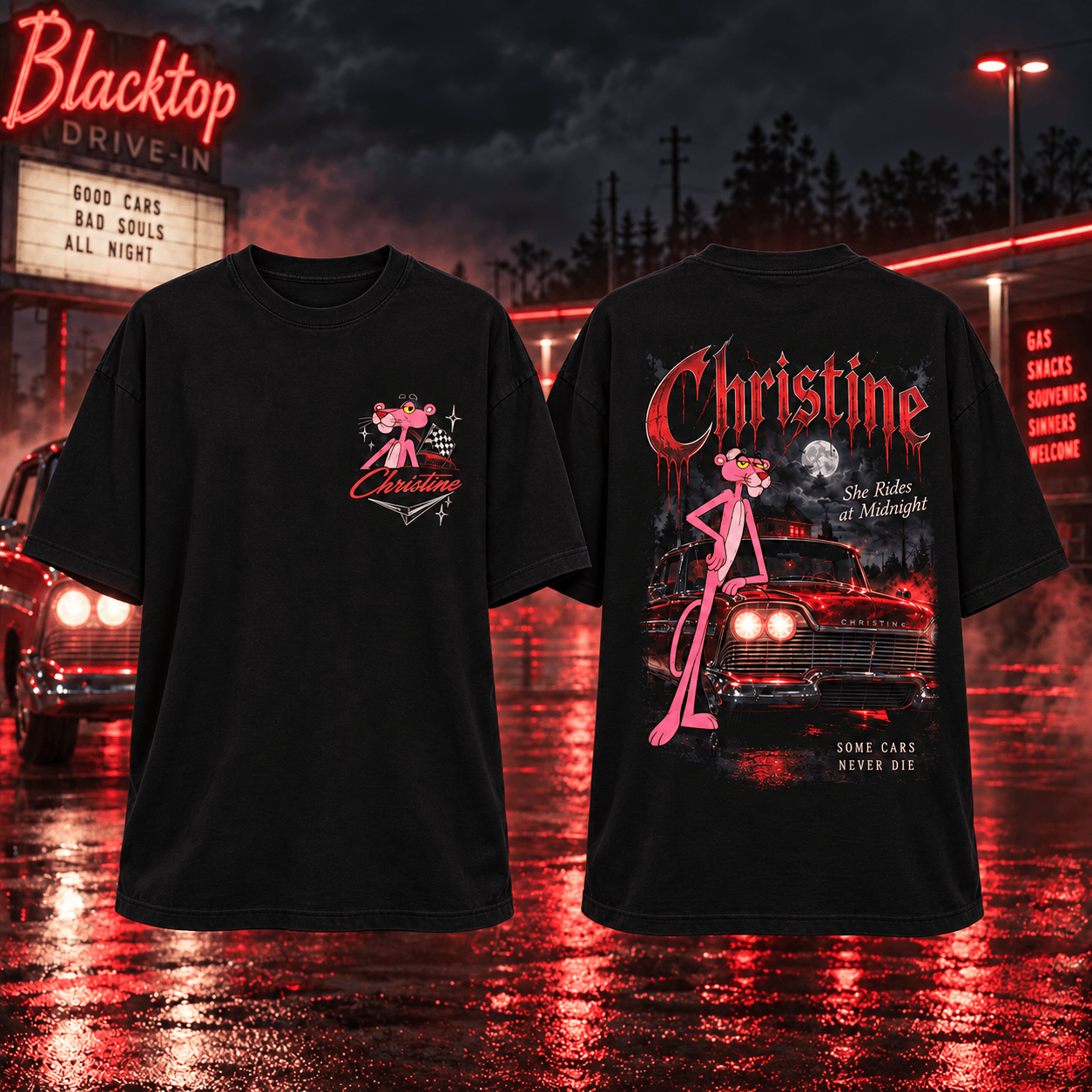 Christine Stephen King Classic Car Black T-Shirt Christine Stephen King Classic Car Black T-Shirt
