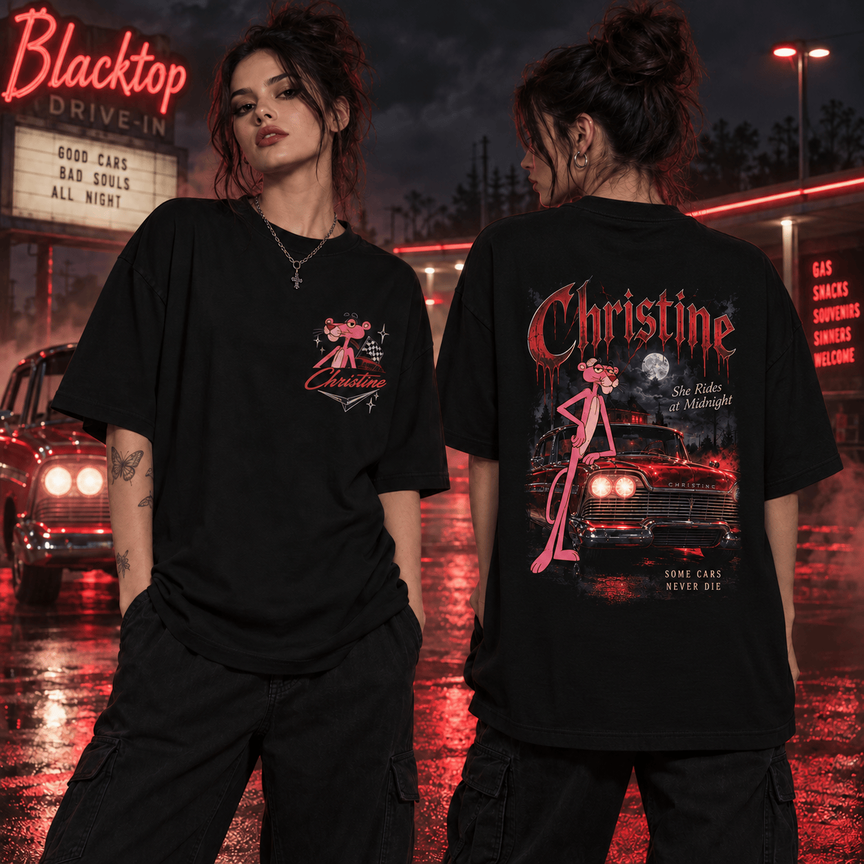 Christine Stephen King Classic Car Black T-Shirt Christine Stephen King Classic Car Black T-Shirt