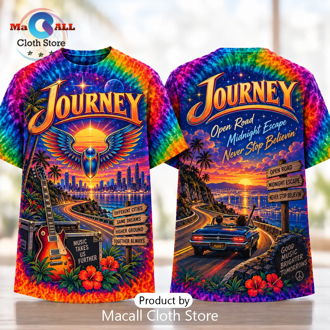 Journey Band Colorful Tie Dye Shirt Journey Band Colorful Tie Dye Shirt