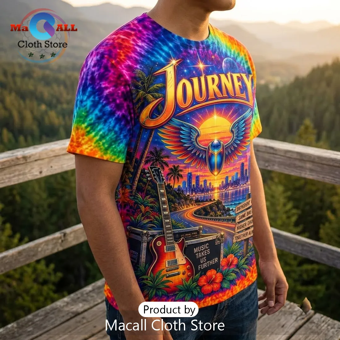 Journey Band Colorful Tie Dye Shirt Journey Band Colorful Tie Dye Shirt