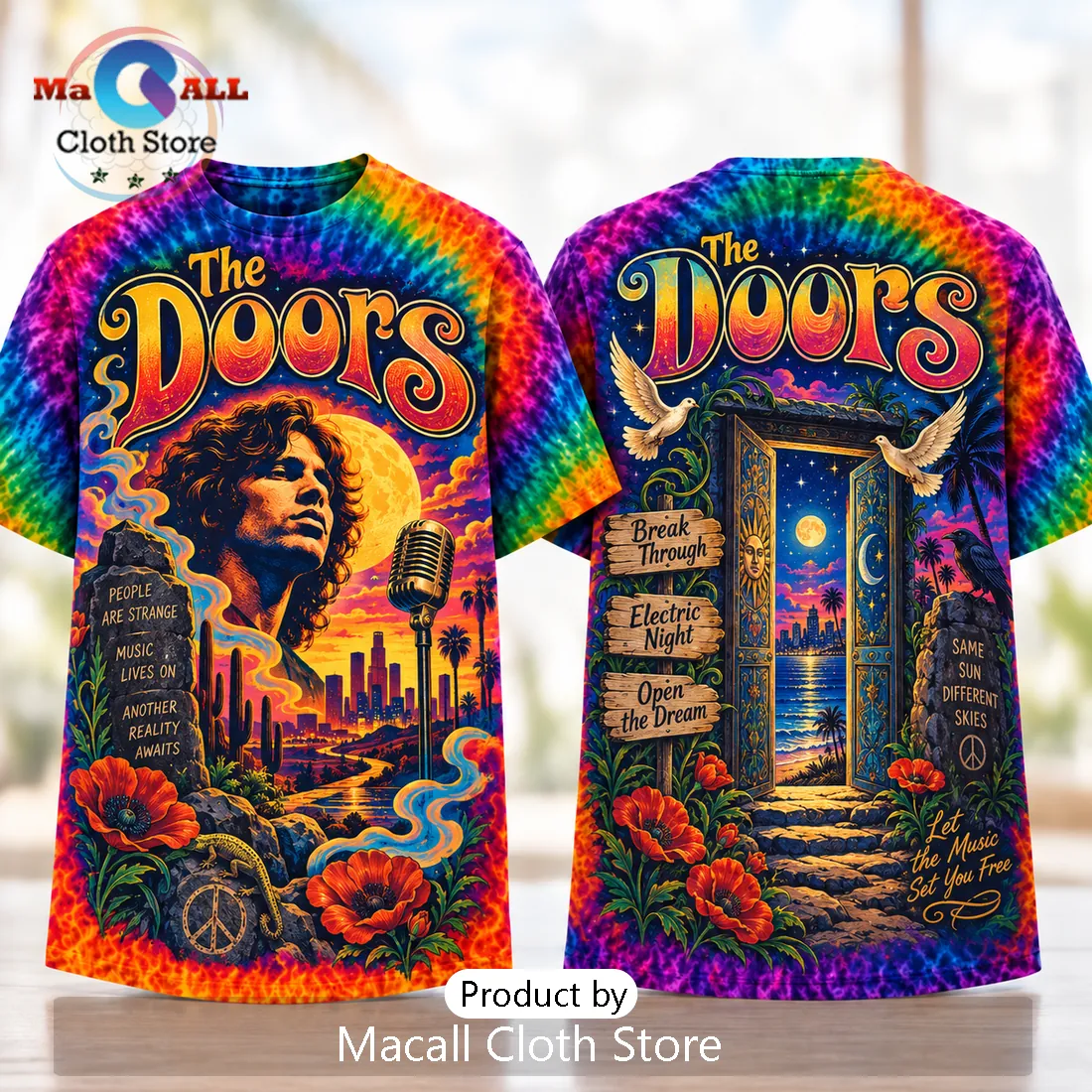 The Doors Tie Dye Jim Morrison Shirt The Doors Tie Dye Jim Morrison Shirt