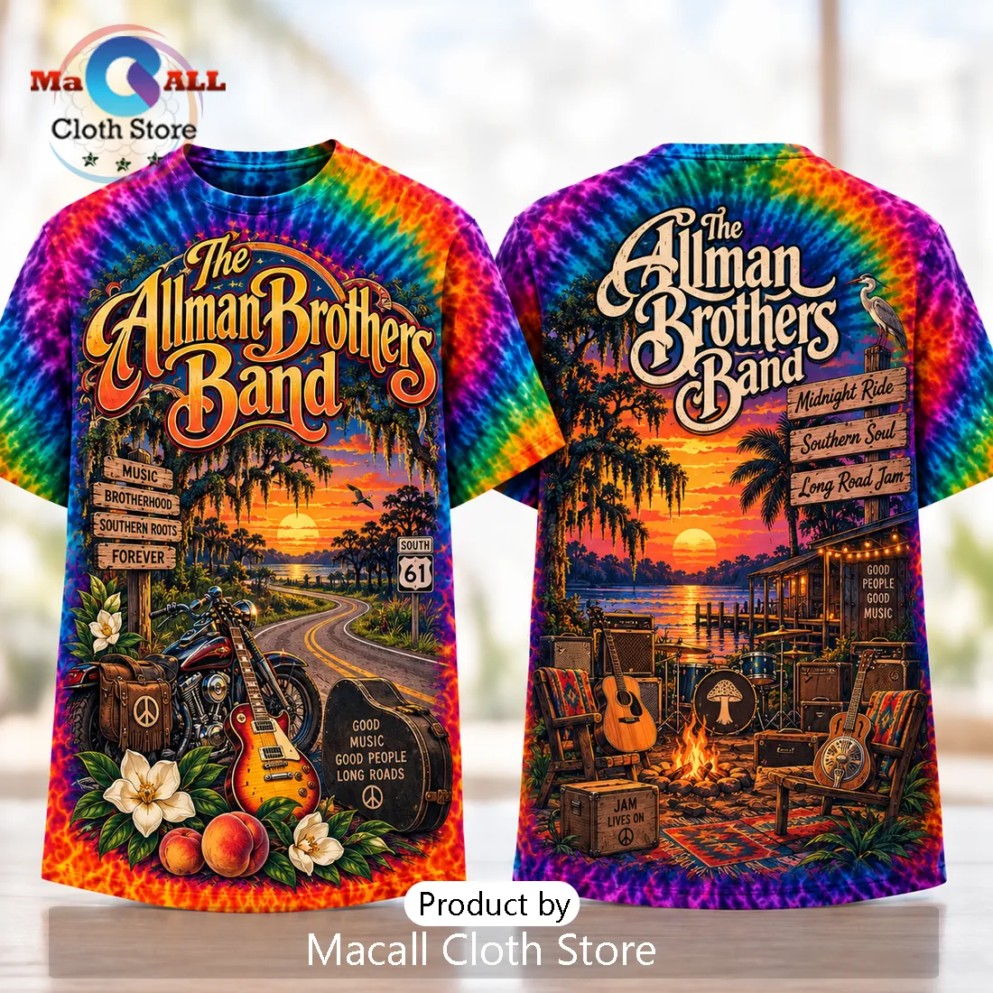 The Allman Brothers Band Southern Rock Tie Dye Shirt The Allman Brothers Band Southern Rock Tie Dye Shirt