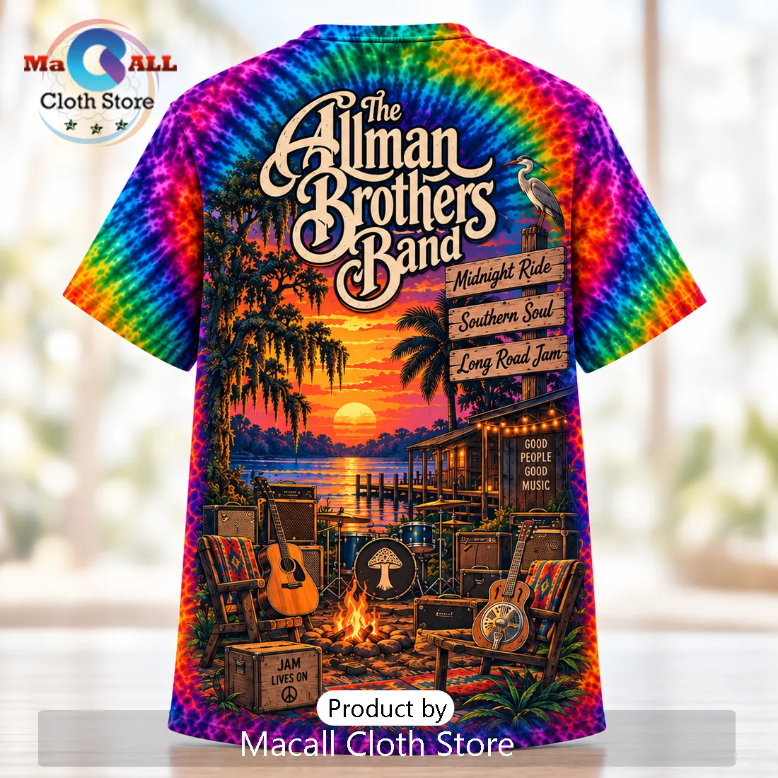 The Allman Brothers Band Tie Dye Crewneck Shirt The Allman Brothers Band Tie Dye Crewneck Shirt