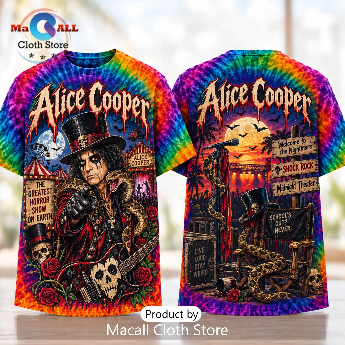 Alice Cooper Nightmare Tie Dye Shirt Alice Cooper Nightmare Tie Dye Shirt