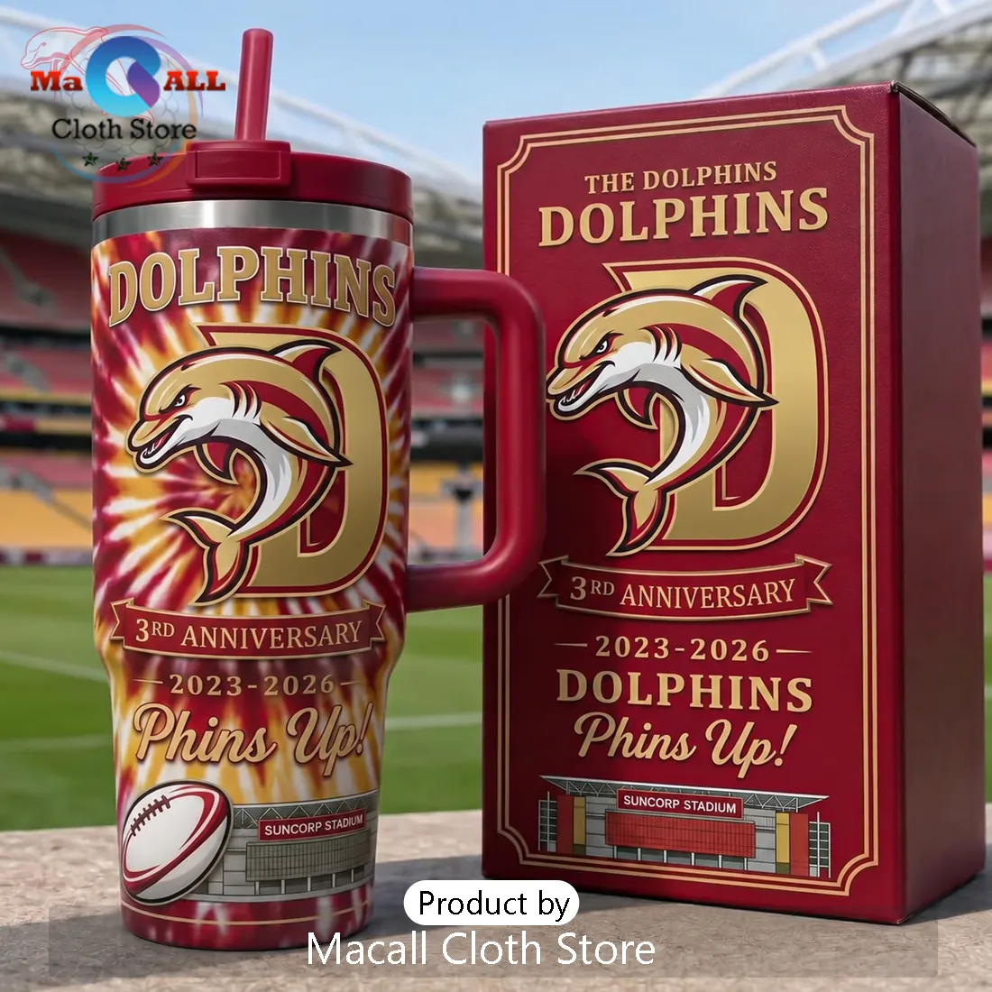 The Dolphins Suncorp Stadium 2023-2026 Handle Tumbler The Dolphins Suncorp Stadium 2023-2026 Handle Tumbler