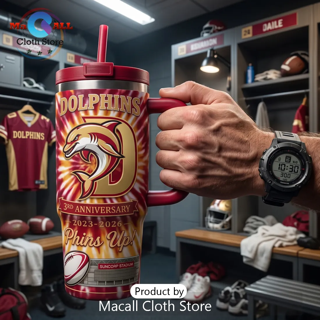 The Dolphins Suncorp Stadium 2023-2026 Handle Tumbler The Dolphins Suncorp Stadium 2023-2026 Handle Tumbler