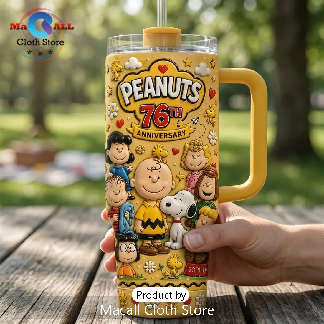 Peanuts 76th Anniversary Yellow 40oz Tumbler Cup Peanuts 76th Anniversary Yellow 40oz Tumbler Cup