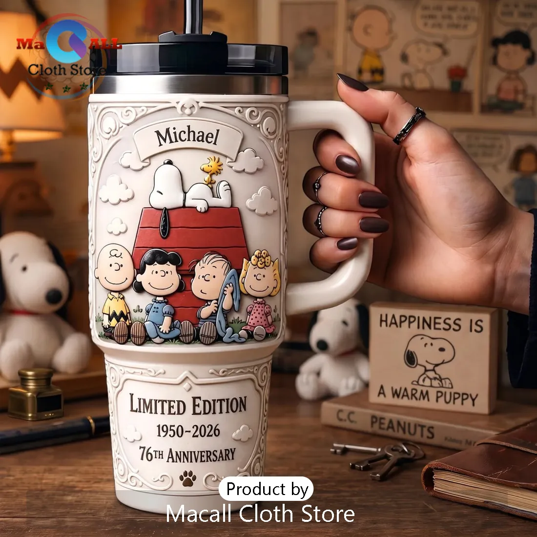 Snoopy Peanuts 76th Anniversary 40oz Tumbler Cup Snoopy Peanuts 76th Anniversary 40oz Tumbler Cup