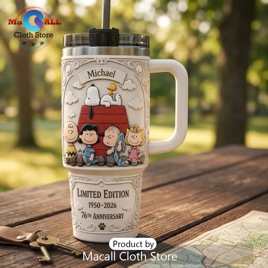 Snoopy Peanuts 76th Anniversary 40oz Tumbler Cup Snoopy Peanuts 76th Anniversary 40oz Tumbler Cup