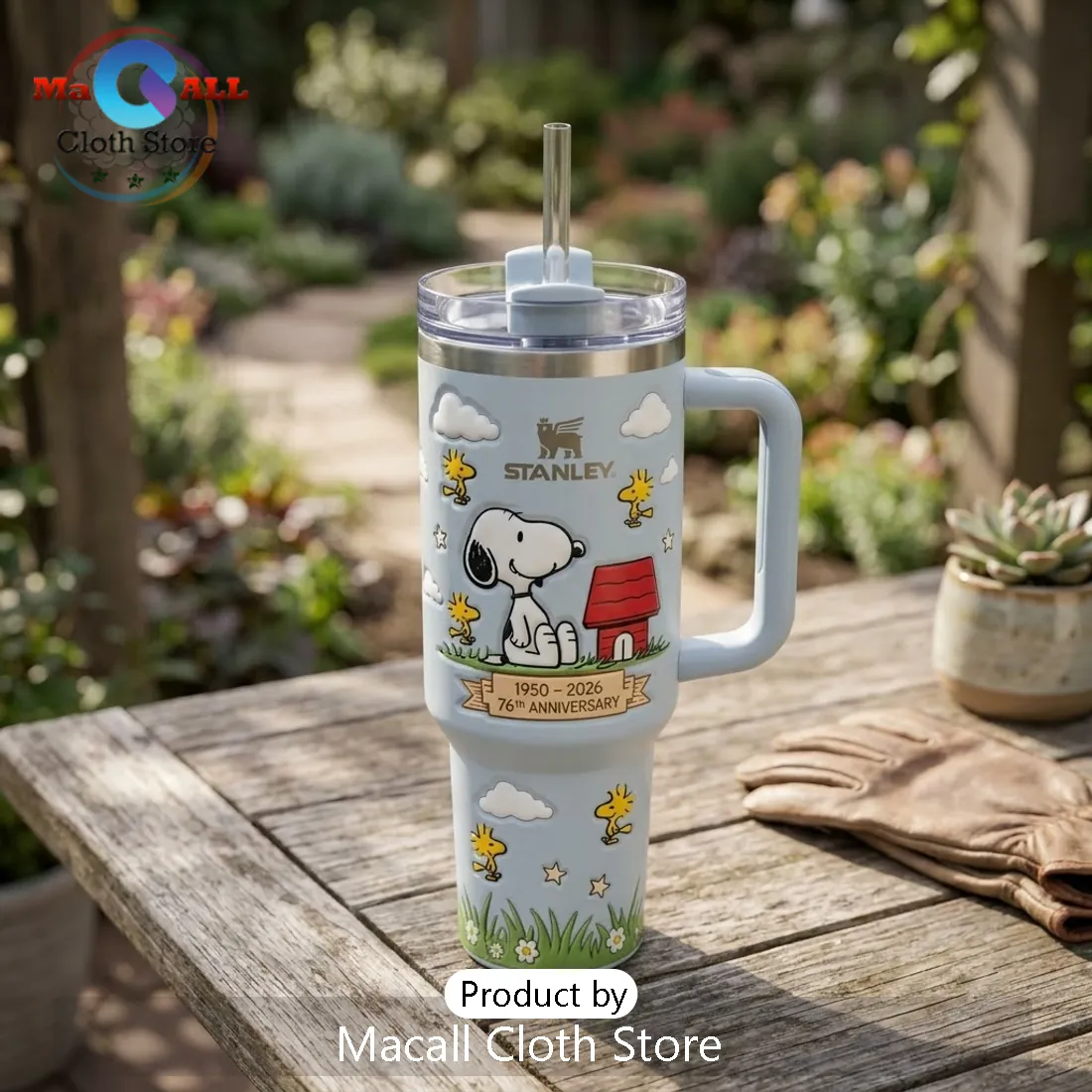 Snoopy Light Blue 76th Anniversary 40oz Stanley Tumbler Snoopy Light Blue 76th Anniversary 40oz Stanley Tumbler