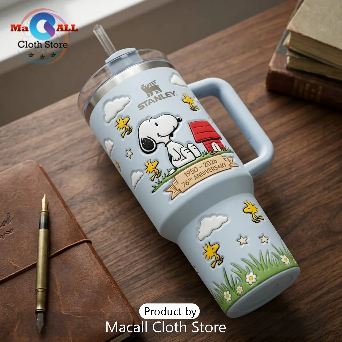 Snoopy Light Blue 76th Anniversary 40oz Stanley Tumbler Snoopy Light Blue 76th Anniversary 40oz Stanley Tumbler