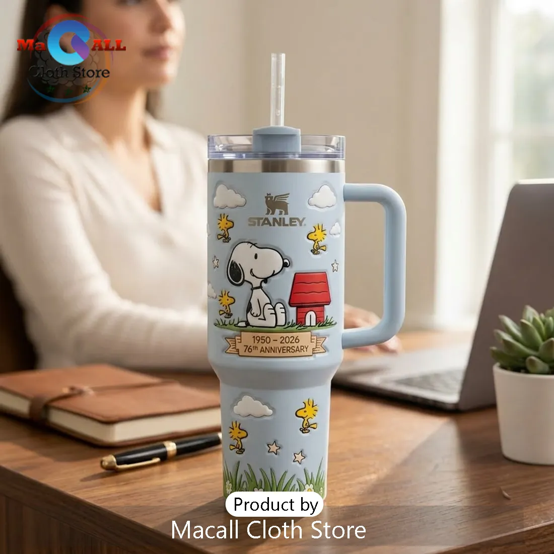 Snoopy Light Blue 76th Anniversary 40oz Stanley Tumbler Snoopy Light Blue 76th Anniversary 40oz Stanley Tumbler