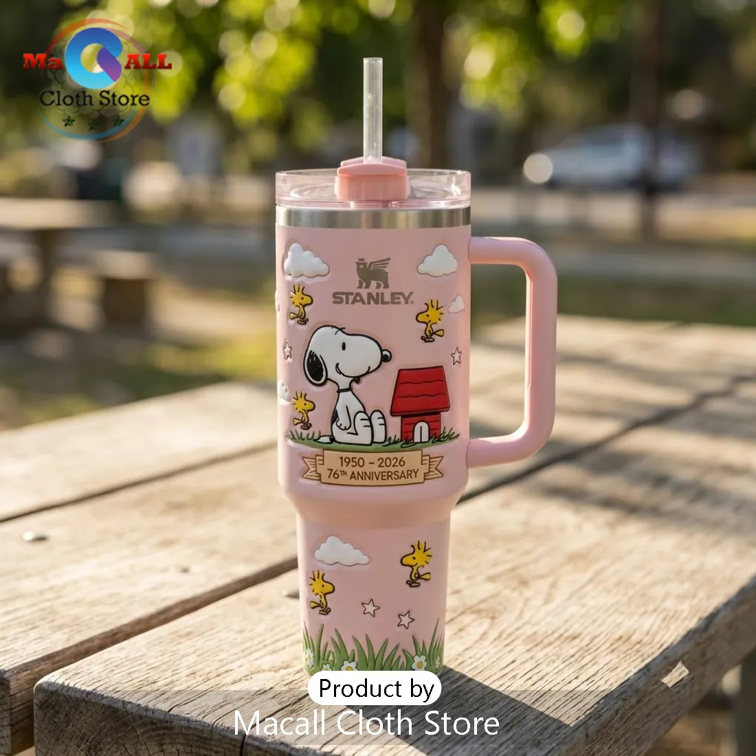 Snoopy 76th Anniversary Pink 40oz Tumbler Cup Snoopy 76th Anniversary Pink 40oz Tumbler Cup