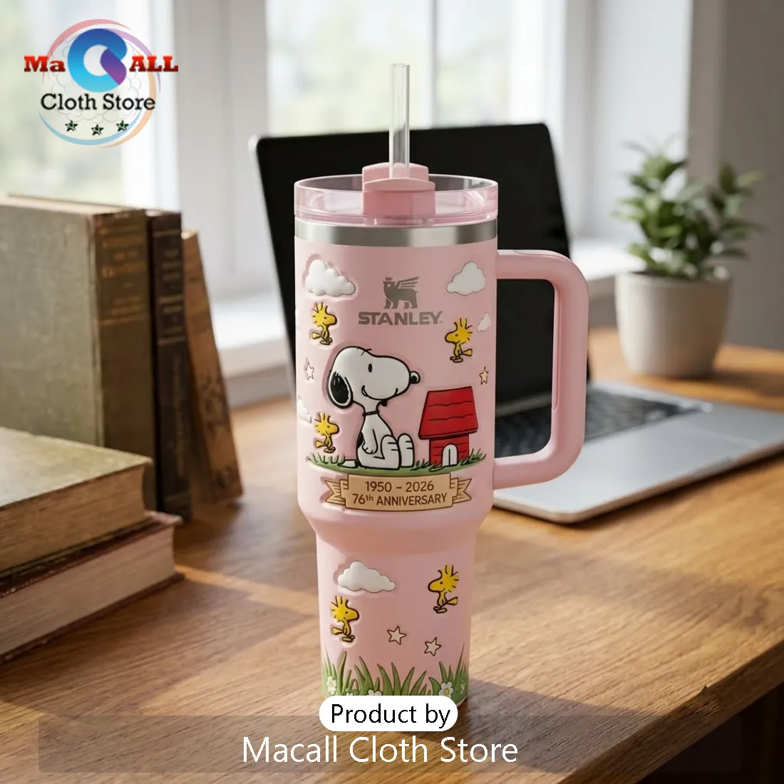 Snoopy 76th Anniversary Pink 40oz Tumbler Cup Snoopy 76th Anniversary Pink 40oz Tumbler Cup