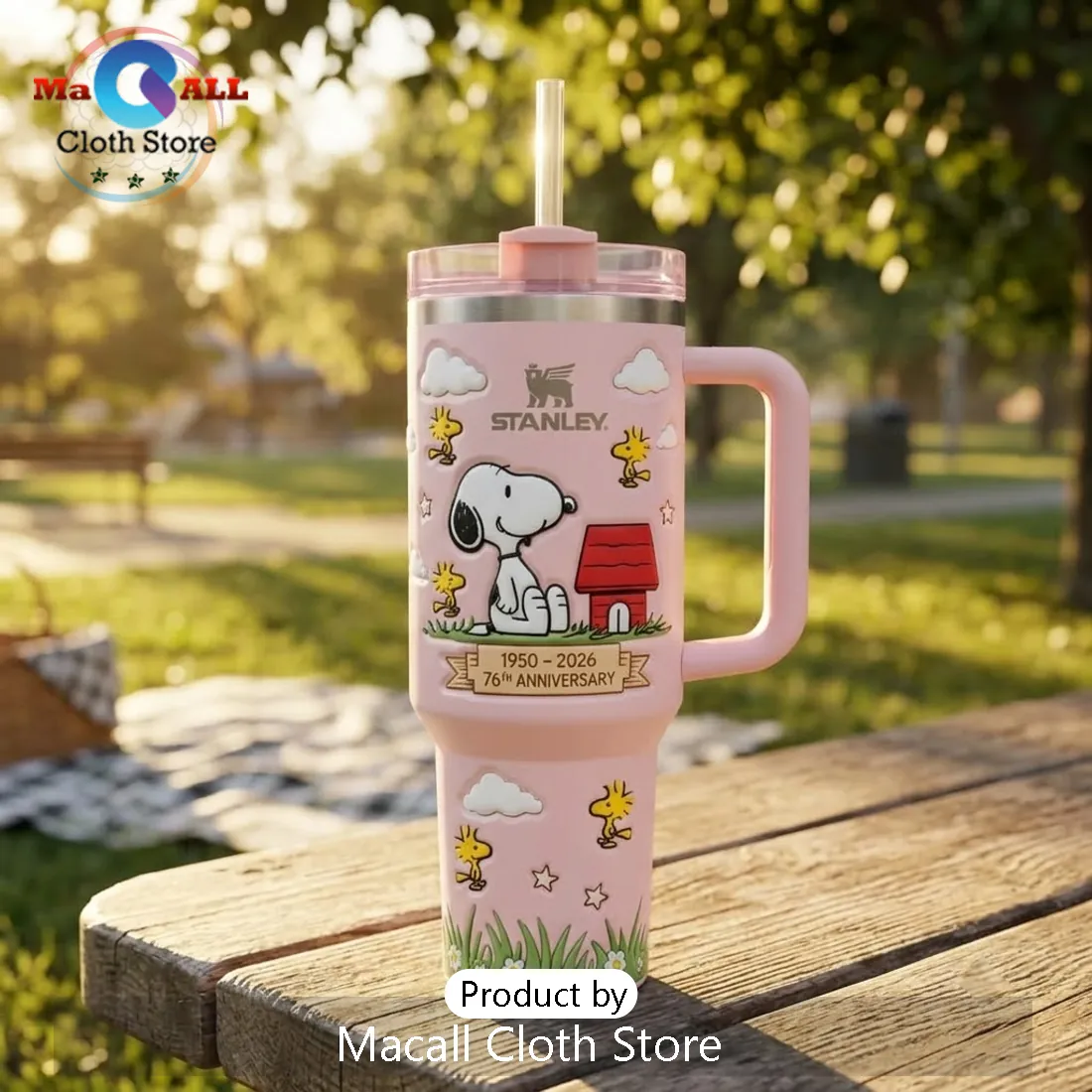 Snoopy 76th Anniversary Pink 40oz Tumbler Cup Snoopy 76th Anniversary Pink 40oz Tumbler Cup
