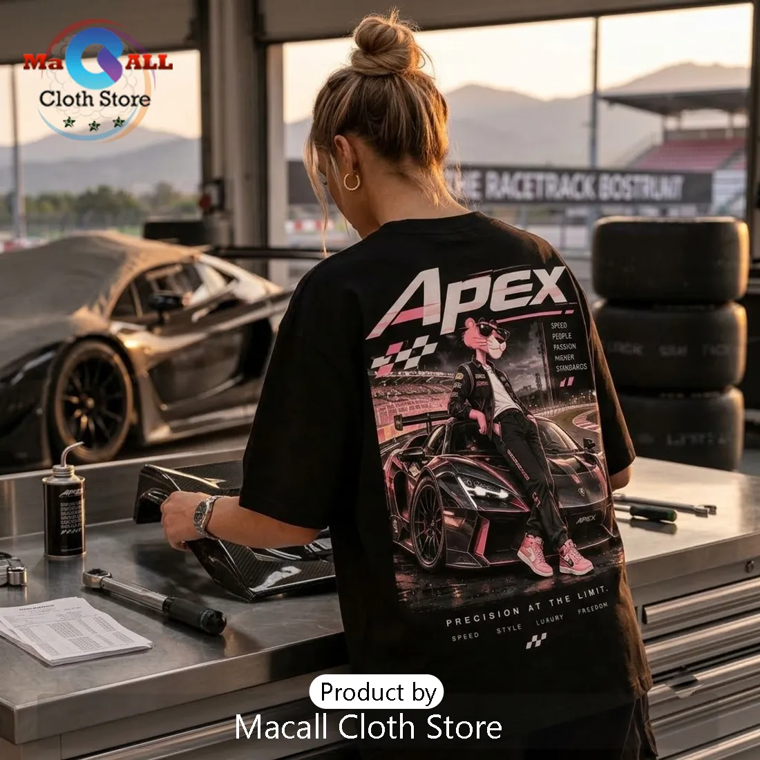 Apex Motorsports Pink Panther Black Shirt Apex Motorsports Pink Panther Black Shirt