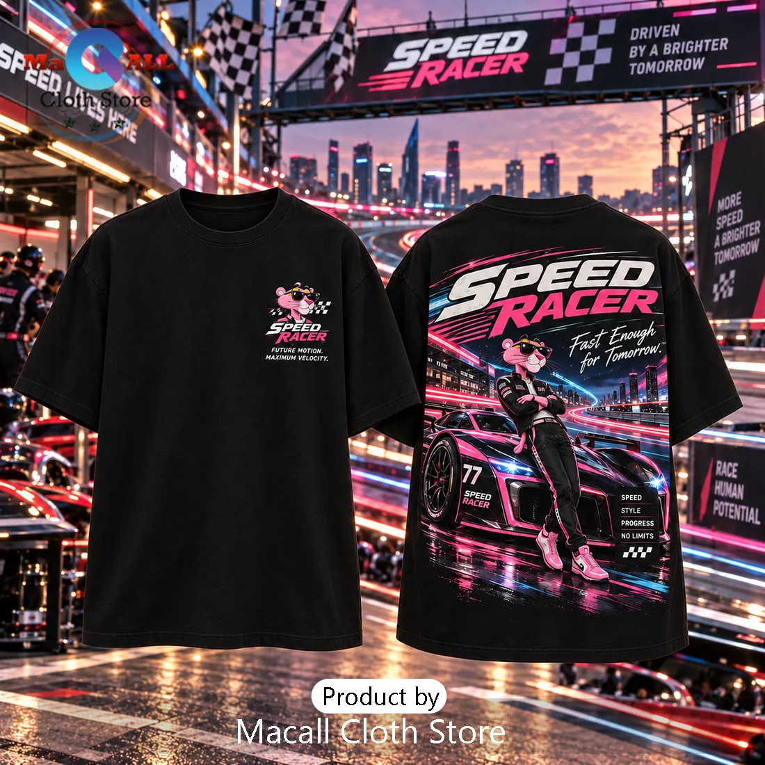 Speed Racer Retro Motorsport Black Shirt Speed Racer Retro Motorsport Black Shirt