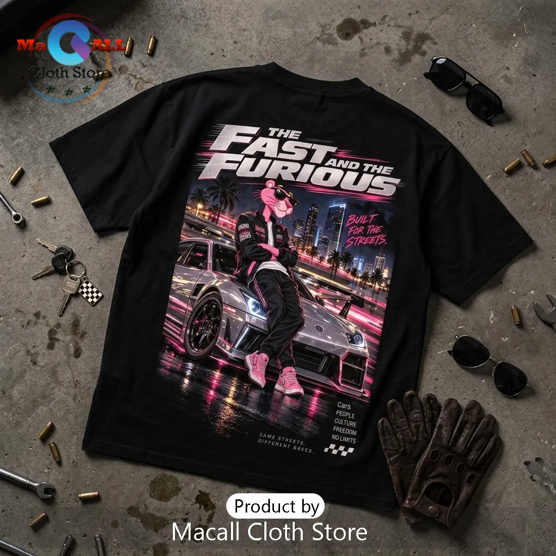 The Fast and the Furious Pink Panther Black Shirt The Fast and the Furious Pink Panther Black Shirt
