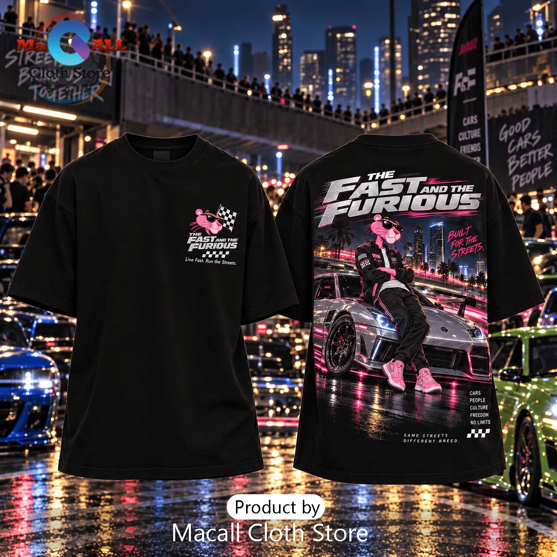 The Fast and the Furious Pink Panther Black Shirt The Fast and the Furious Pink Panther Black Shirt
