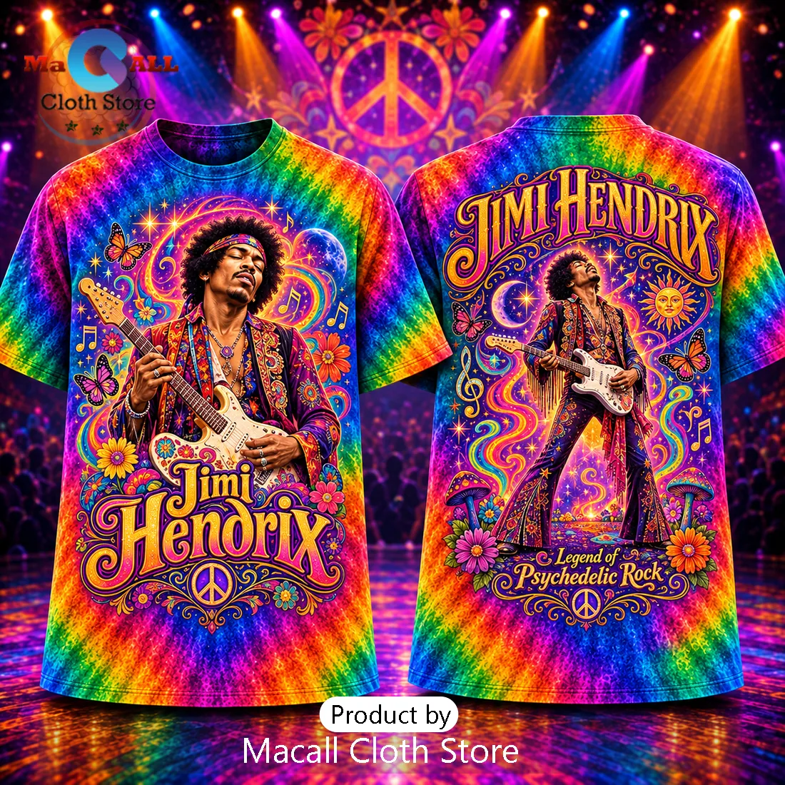 Jimi Hendrix Psychedelic Rock Tie Dye T-Shirt Jimi Hendrix Psychedelic Rock Tie Dye T-Shirt