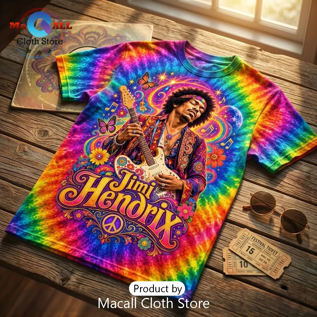 Jimi Hendrix Psychedelic Rock Tie Dye T-Shirt Jimi Hendrix Psychedelic Rock Tie Dye T-Shirt