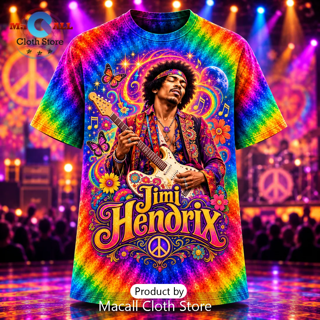 Jimi Hendrix Psychedelic Rock Tie Dye T-Shirt Jimi Hendrix Psychedelic Rock Tie Dye T-Shirt