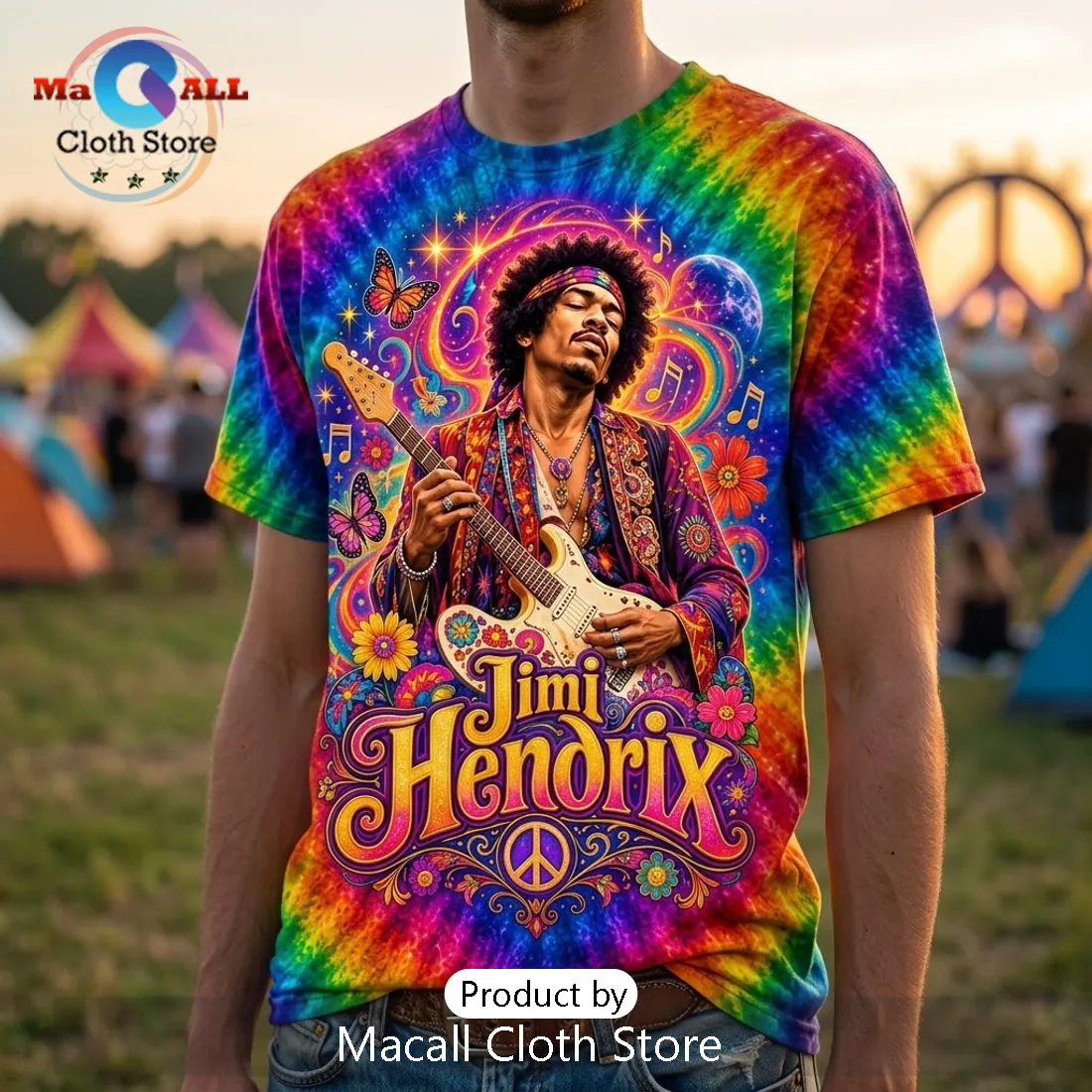 Jimi Hendrix Psychedelic Rock Tie Dye T-Shirt Jimi Hendrix Psychedelic Rock Tie Dye T-Shirt