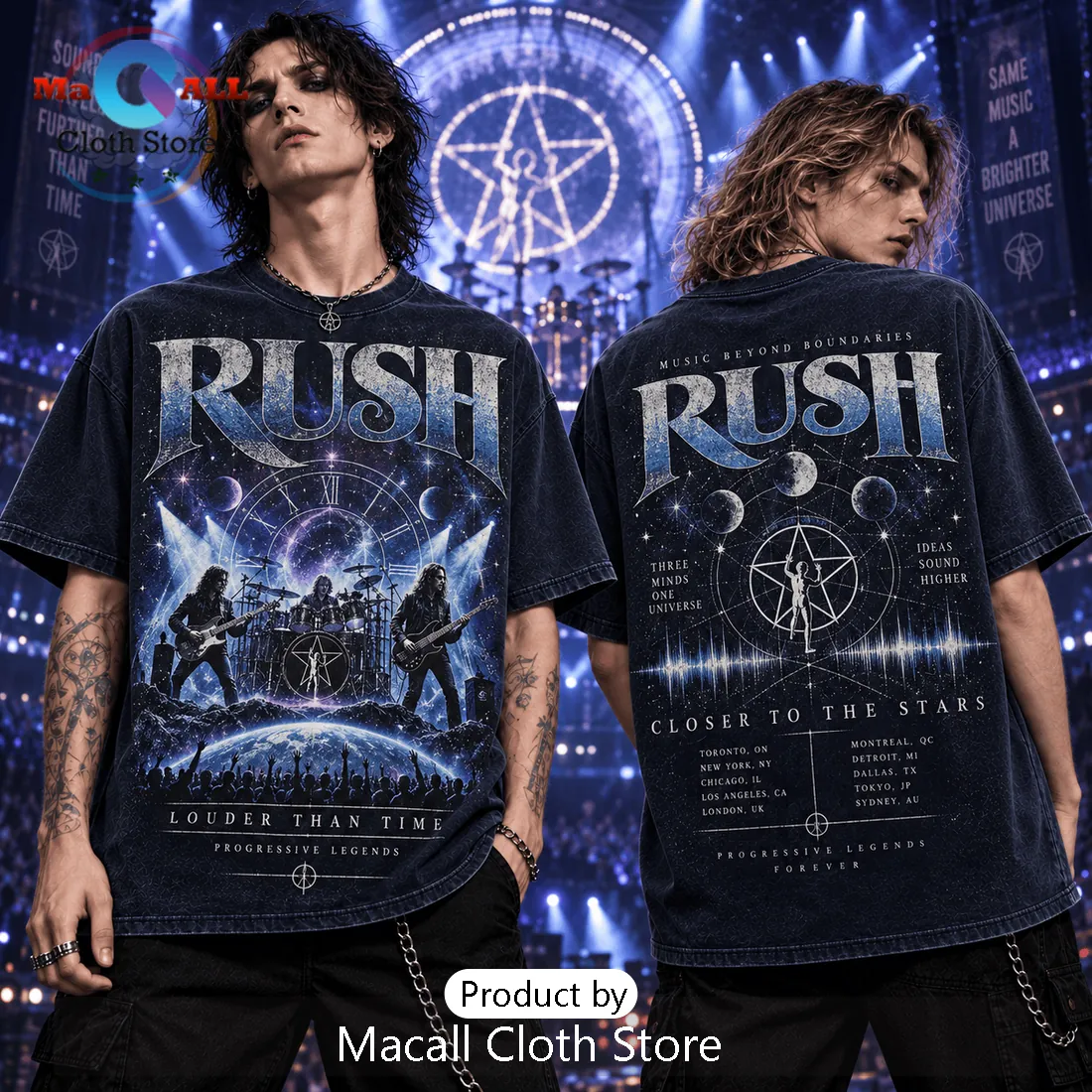 Rush Band Closer To The Stars Black T-Shirt Rush Band Closer To The Stars Black T-Shirt
