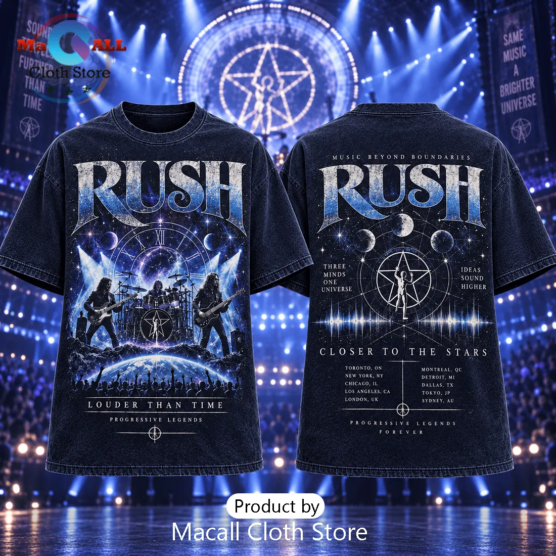 Rush Band Closer To The Stars Black T-Shirt Rush Band Closer To The Stars Black T-Shirt
