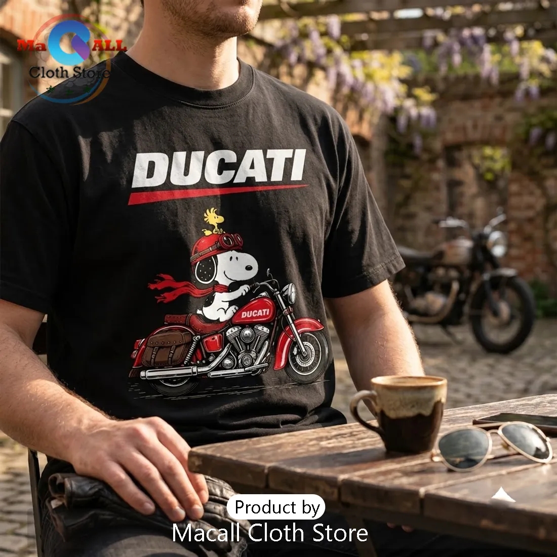 Snoopy x Ducati Motorcycle Rider T-Shirt Snoopy x Ducati Motorcycle Rider T-Shirt