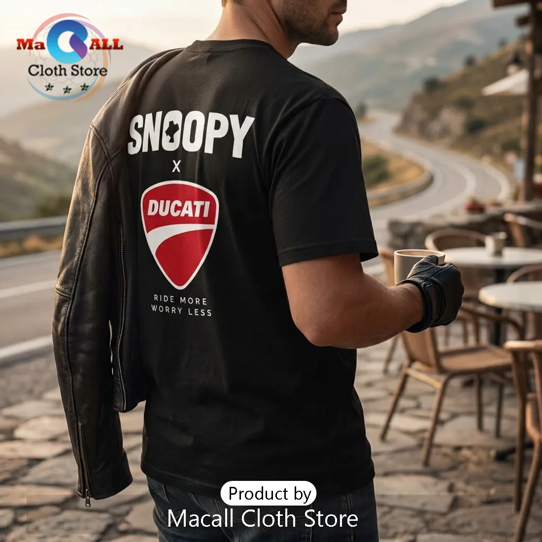 Snoopy x Ducati Motorcycle Rider T-Shirt Snoopy x Ducati Motorcycle Rider T-Shirt