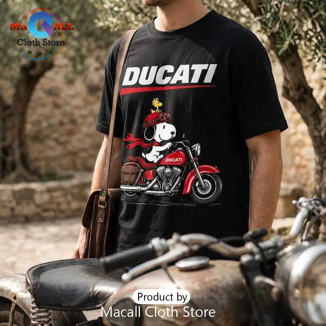 Snoopy x Ducati Motorcycle Rider T-Shirt Snoopy x Ducati Motorcycle Rider T-Shirt