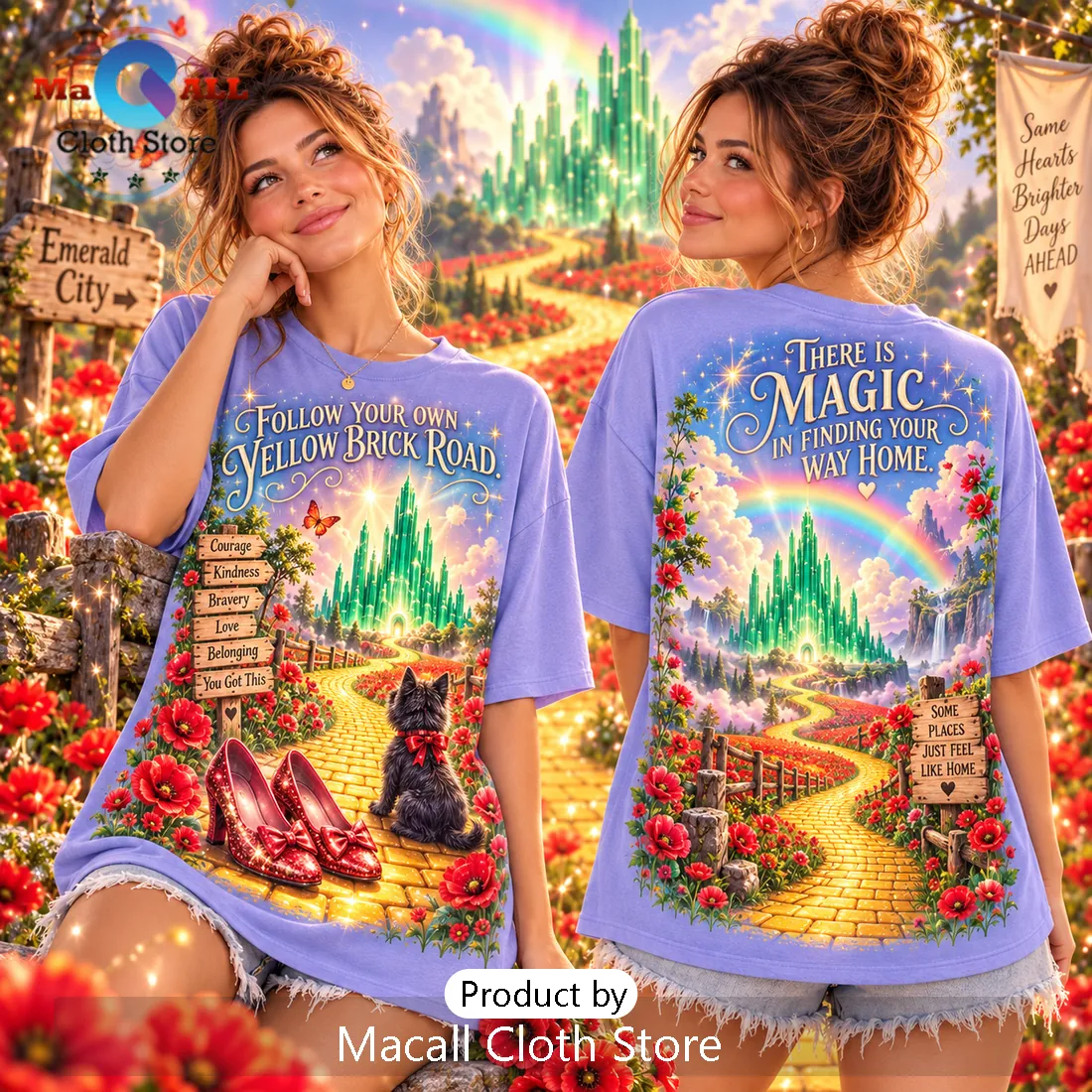 Wizard of Oz Follow Your Yellow Brick Road Lavender Shirt Wizard of Oz Follow Your Yellow Brick Road Lavender Shirt
