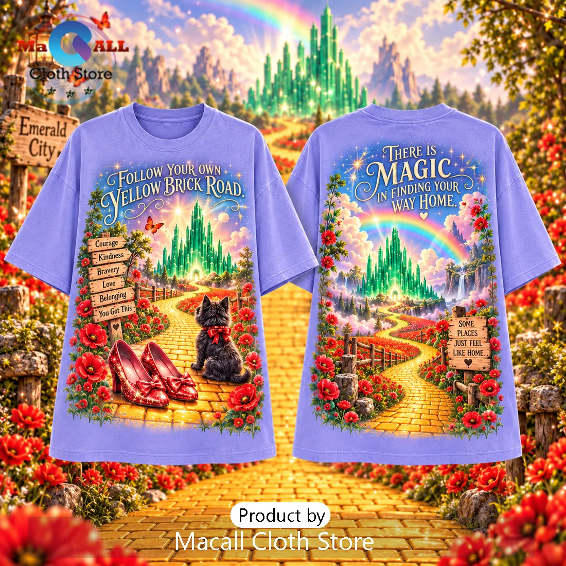 Wizard of Oz Follow Your Yellow Brick Road Lavender Shirt Wizard of Oz Follow Your Yellow Brick Road Lavender Shirt
