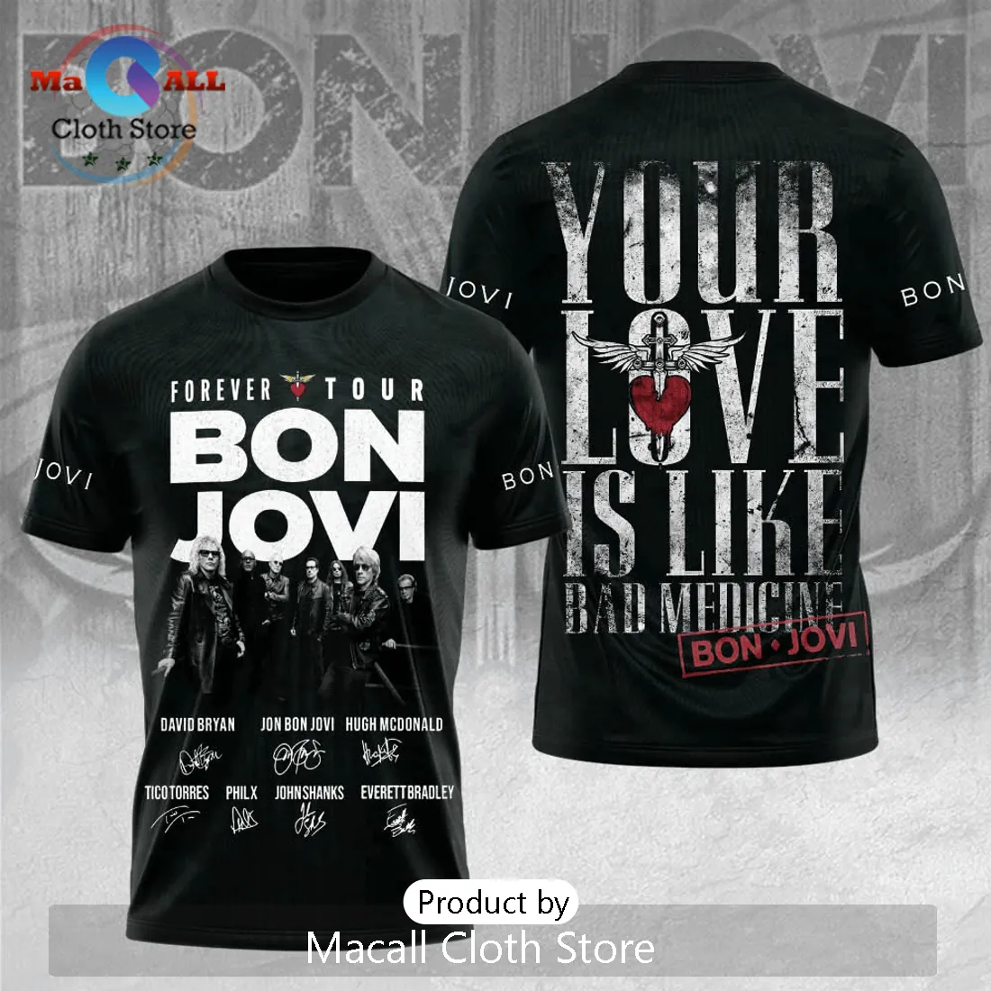Bon Jovi Forever Tour Bad Medicine Black Shirt Bon Jovi Forever Tour Bad Medicine Black Shirt
