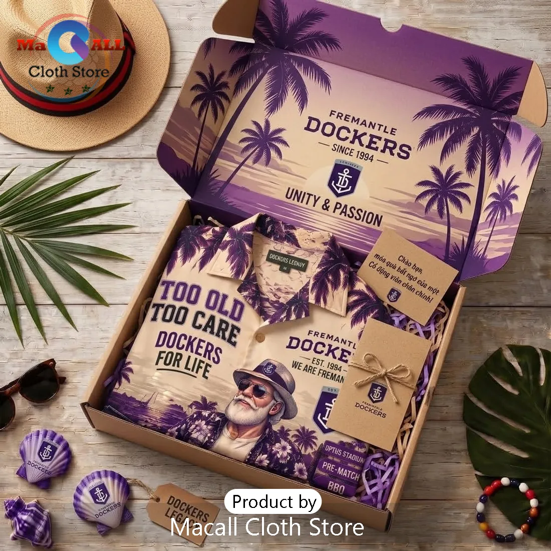 Fremantle Dockers Casual Button Down Hawaiian Shirt Fremantle Dockers Casual Button Down Hawaiian Shirt
